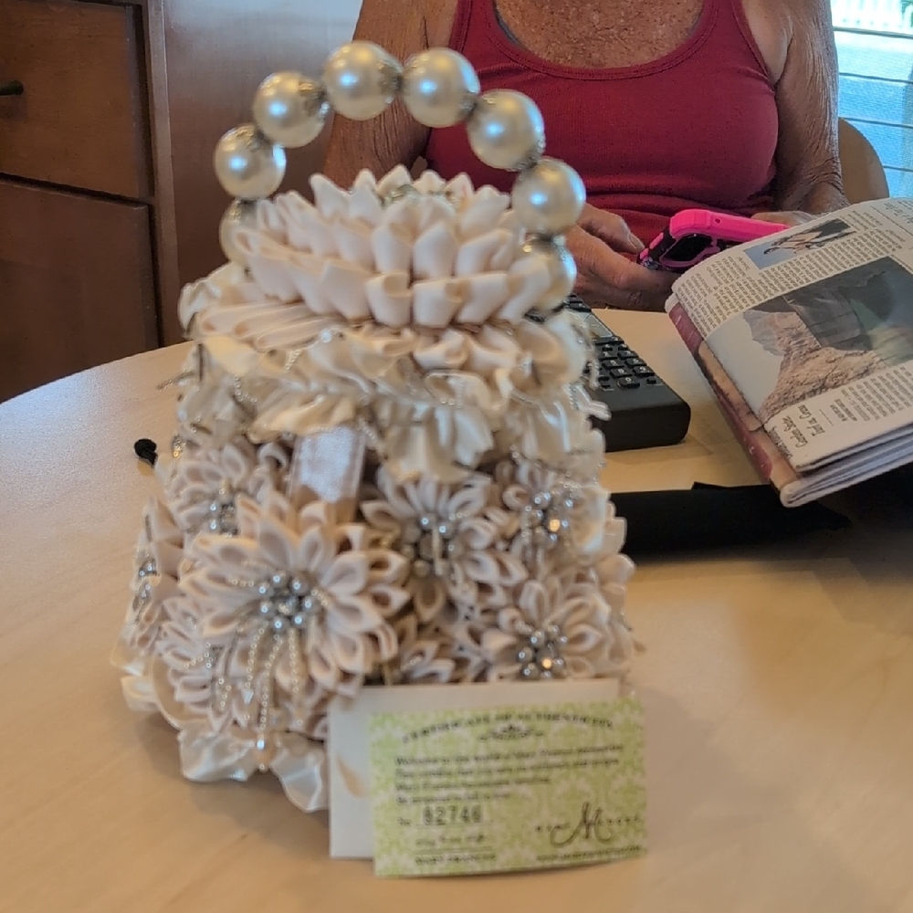 Elegant Cream Floral Handbag By MaryFrances